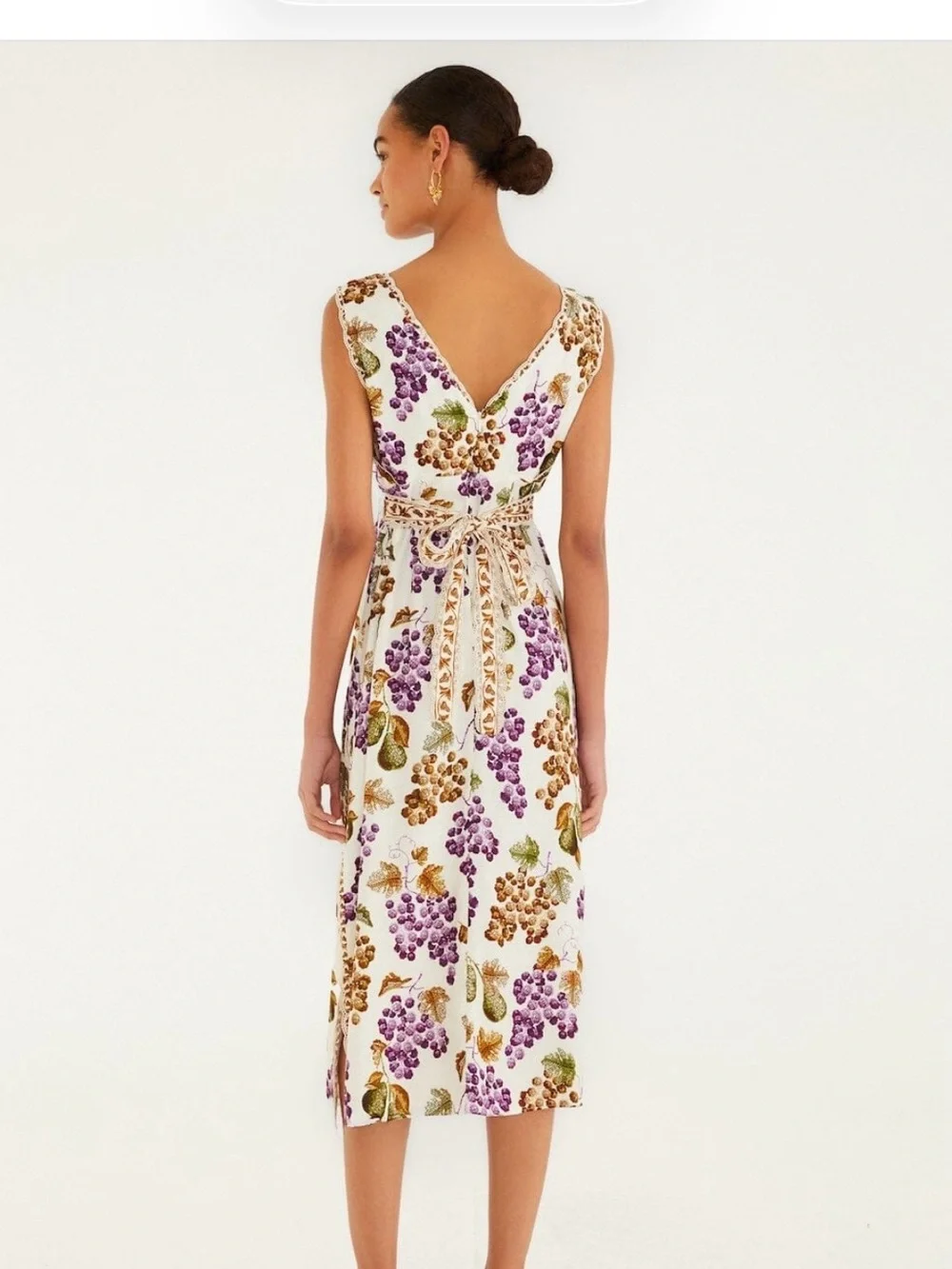 FARM Rio White Midi Dress with Purple & Brown Grape Print Brand new with tags - Picture 4 of 11